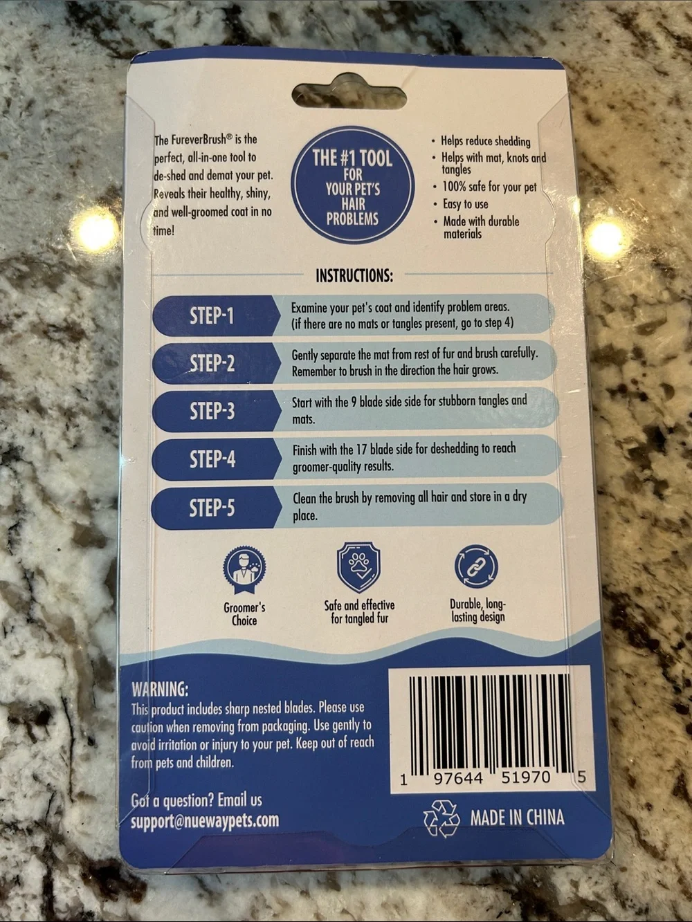 Extra Wide Dual-Head Dog Grooming Brush – Blue